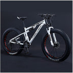 QMMD 26-Inch Mountain Trail Bike, 21-27-30 Speed Mountain Bikes, Adult Full Suspension All Terrain Mountain Bike, Adjustable Seat Men's Bike,1 White,21 Speed