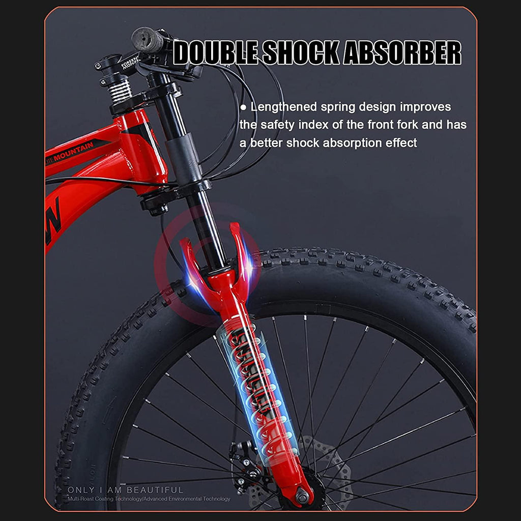 QMMD 26-Inch Mountain Trail Bike, 21-27-30 Speed Mountain Bikes, Adult Full Suspension All Terrain Mountain Bike, Adjustable Seat Men's Bike,1 White,21 Speed
