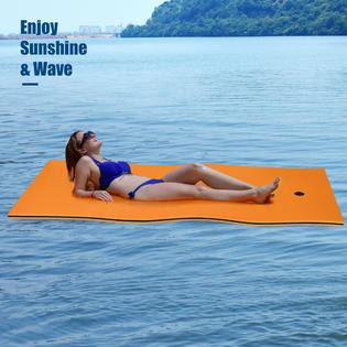 Gymax Orange 3-Layer Floating Pad Tear-proof Water Mat Island Water Sports Outdoor Relaxing