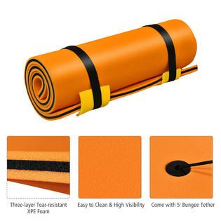 Gymax Orange 3-Layer Floating Pad Tear-proof Water Mat Island Water Sports Outdoor Relaxing