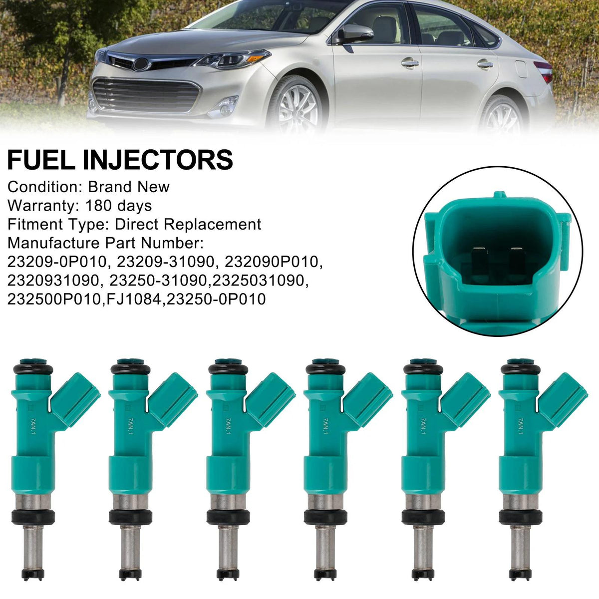 Fuel Injectors 232090P010 2320931090 232500P010 FJ1084 Fit 2011-2016 Toyota Highlander 3.5L V6 Generic