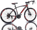 Sentuca Aluminum Road Bike, Carbon Fork Road Bike 21 Speed Disc Brakes, 700c, Red