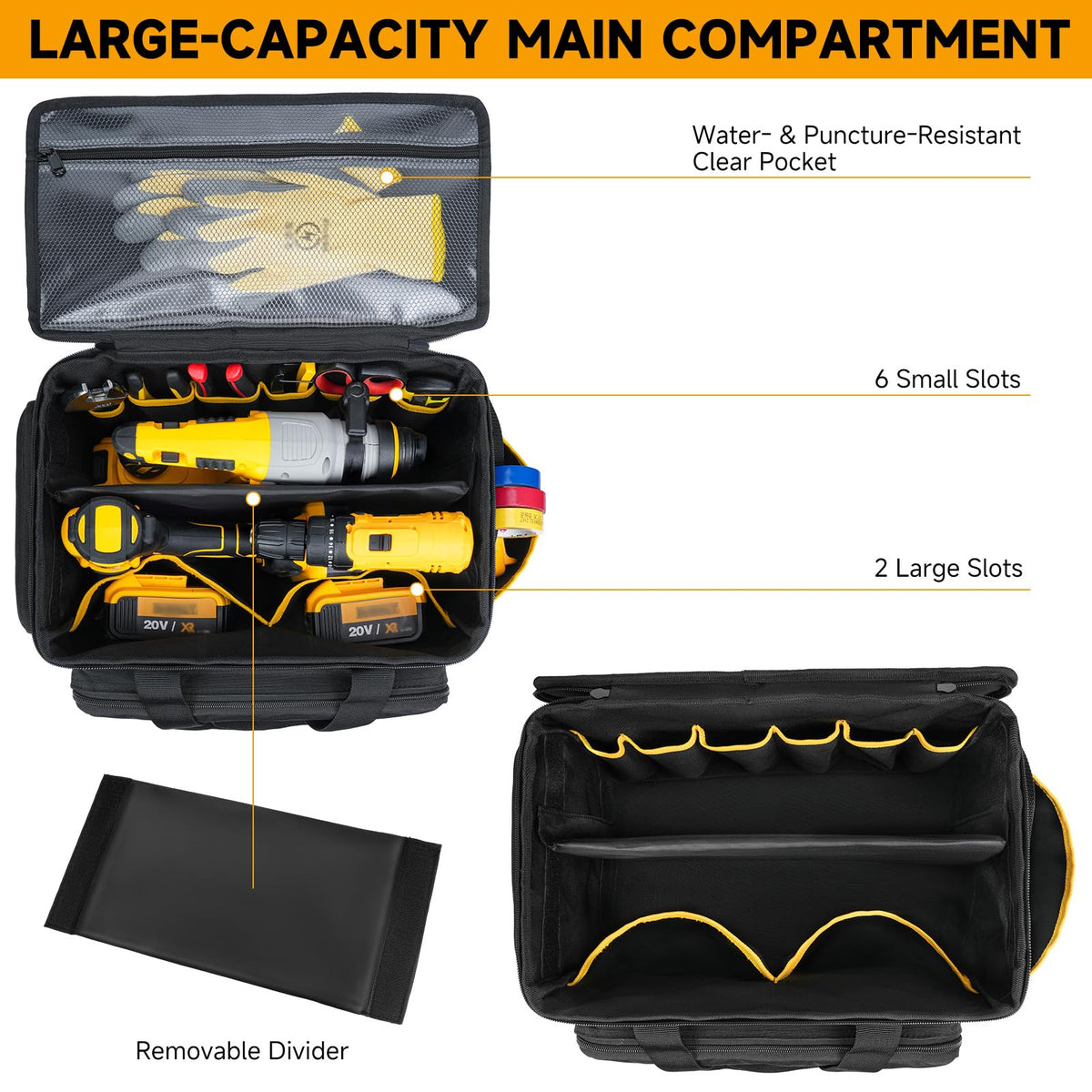 Tool Bag 15 Inch,Heavy Duty Tool Organizer,Tactical RanTool Tote,30 Pockets & Anti-Friction Bottom,Water-Resistant,Tool Box for Him Dad Men,Electrician,Carpenter,Repairman,Ideal Gift for Father