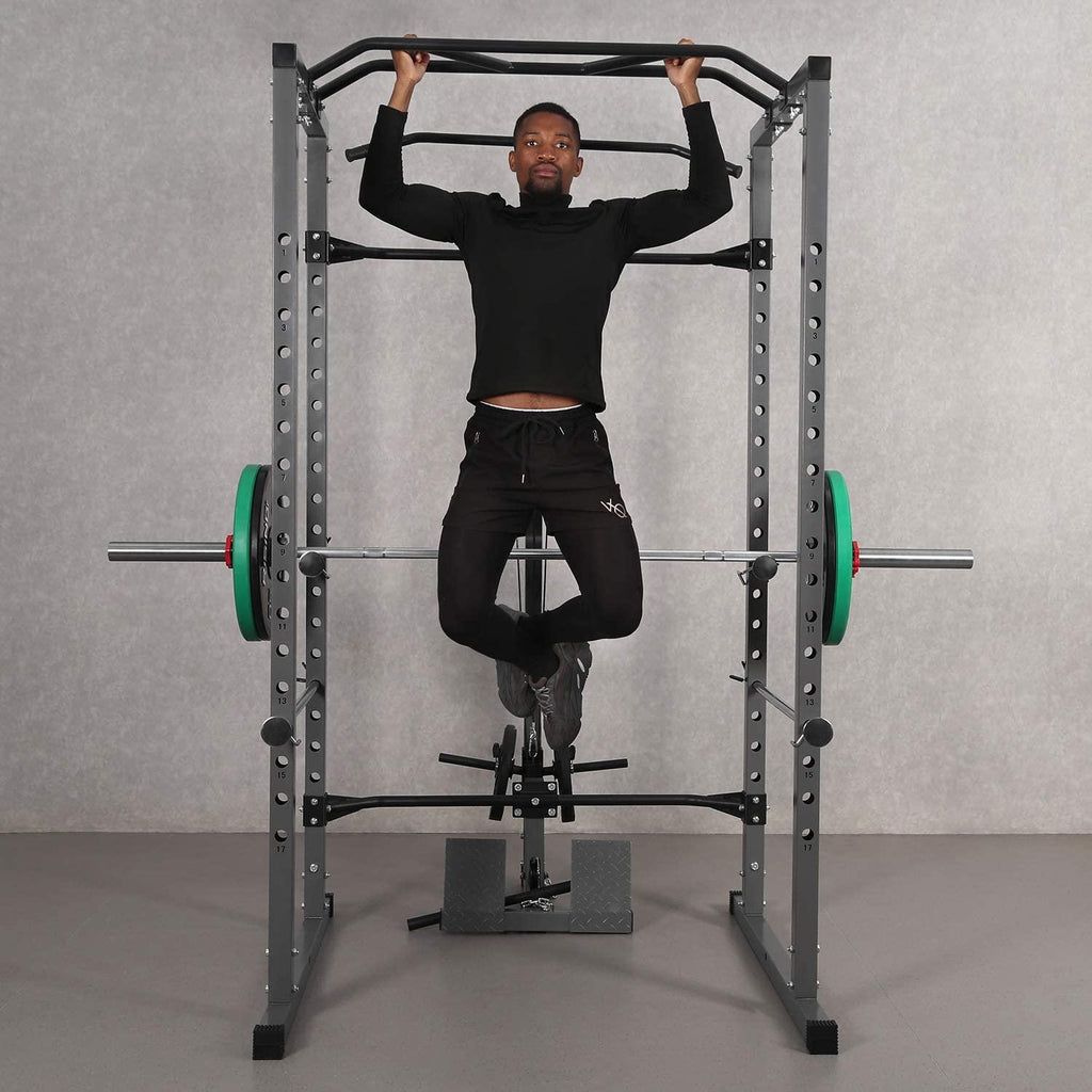 Kicode Power Squat Rack, Heavy Duty Multi-Function Power CaRack, Home Gym Exercise Bench Press Weightlifting Workout Station, Weight Capacity 1000 Pounds