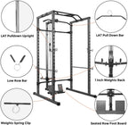Kicode Power Squat Rack, Heavy Duty Multi-Function Power CaRack, Home Gym Exercise Bench Press Weightlifting Workout Station, Weight Capacity 1000 Pounds