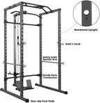 Kicode Power Squat Rack, Heavy Duty Multi-Function Power CaRack, Home Gym Exercise Bench Press Weightlifting Workout Station, Weight Capacity 1000 Pounds