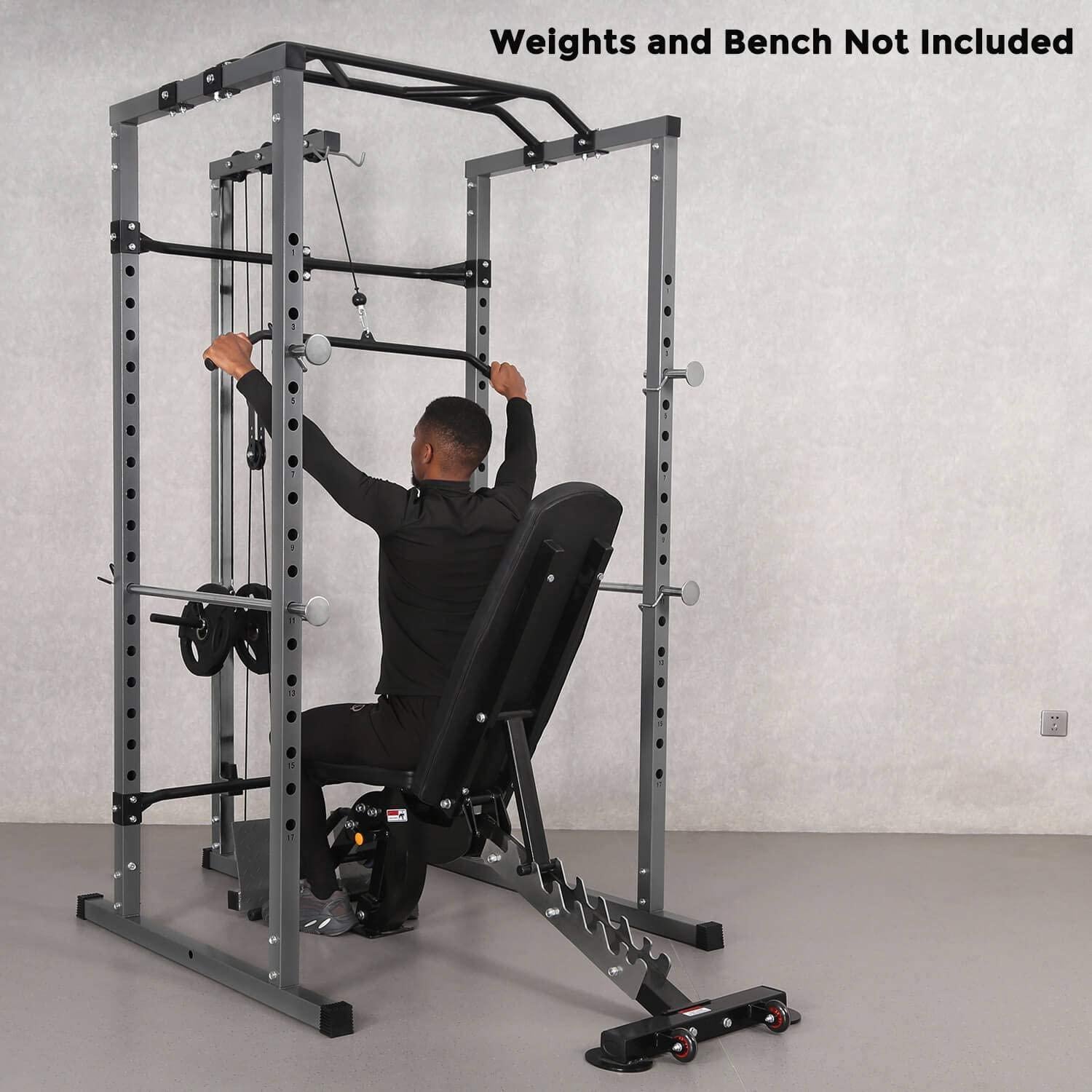 Power Squat Rack, Heavy Duty Multi-Function Power CaRack, Home Gym Exercise Bench Press Weightlifting Workout Station