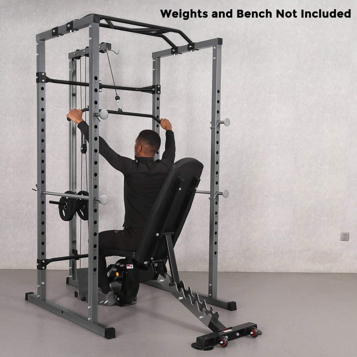 Kicode Power Squat Rack, Heavy Duty Multi-Function Power CaRack, Home Gym Exercise Bench Press Weightlifting Workout Station, Weight Capacity 1000 Pounds