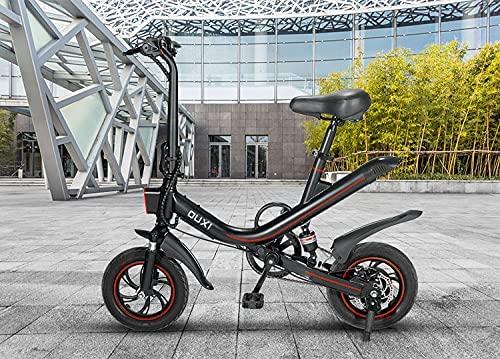 OUXI Electric Bike for Adults Teens, Electric Bike 350W 12 Inch Fold Bicycle 36V 7.8Ah Lithium-Ion Battery, Black