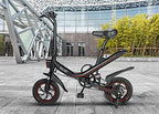 OUXI Electric Bike for Adults Teens, Electric Bike 350W 12 Inch Fold Bicycle 36V 7.8Ah Lithium-Ion Battery, Black