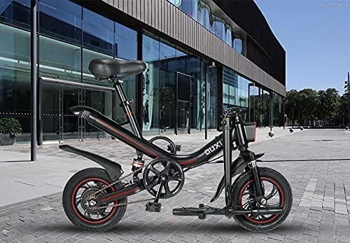 OUXI Electric Bike for Adults Teens, Electric Bike 350W 12 Inch Fold Bicycle 36V 7.8Ah Lithium-Ion Battery, Black