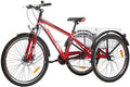 Barbella Adult Mountain Bike, 7 Speed Three Wheel Bike Mountain Tricycle Cruiser Trike, 24/26/27.5 Inch Adults Trikes with Shopping Basket, Exercise Men's Women's Tricycles