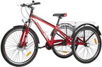 Barbella Adult Mountain Bike, 7 Speed Three Wheel Bike Mountain Tricycle Cruiser Trike, 24/26/27.5 Inch Adults Trikes with Shopping Basket, Exercise Men's Women's Tricycles