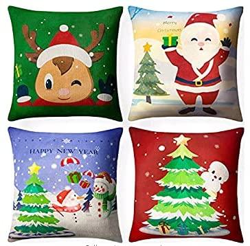 mhouse Decorative Square Linen Throw Pillow Covers for Sofa, Couch, Bed and Car