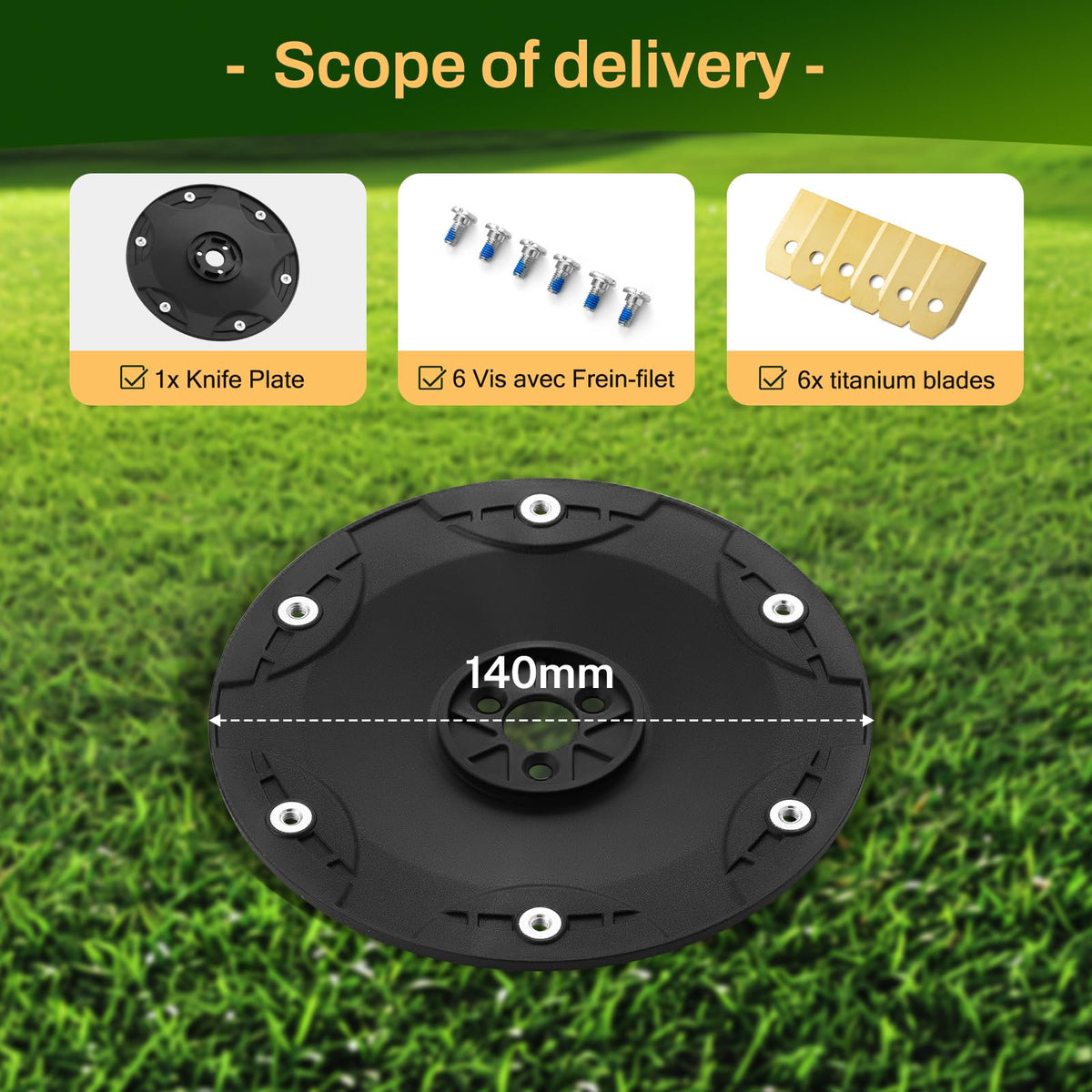 【Cut More Efficiently】 Blade Plate + 6 Replacement Blades Compatible with  Automower for 308,  R70Li R80Li (up to Year of Manufacture 2015) Series Robotic Lawn Mower