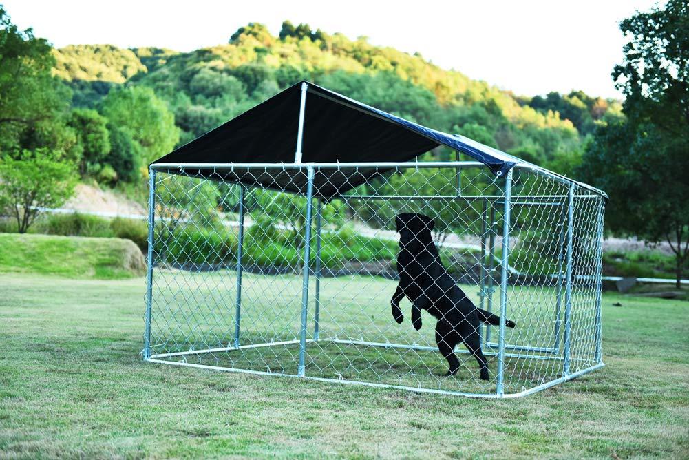 Gotland 7.5 ' x 7.5 ' Outdoor Dog Kennel,Pet Run Exercise Playpen for Training,Chicken Coop Hen House Barn,Galvanized Steel Frame&amp;Chain-Link Cawith Weatherproof Cover