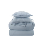 Pacific Coast Textiles Blue Embroidery Microfiber Comforters, Queen, Embroidered Textured 8 Count