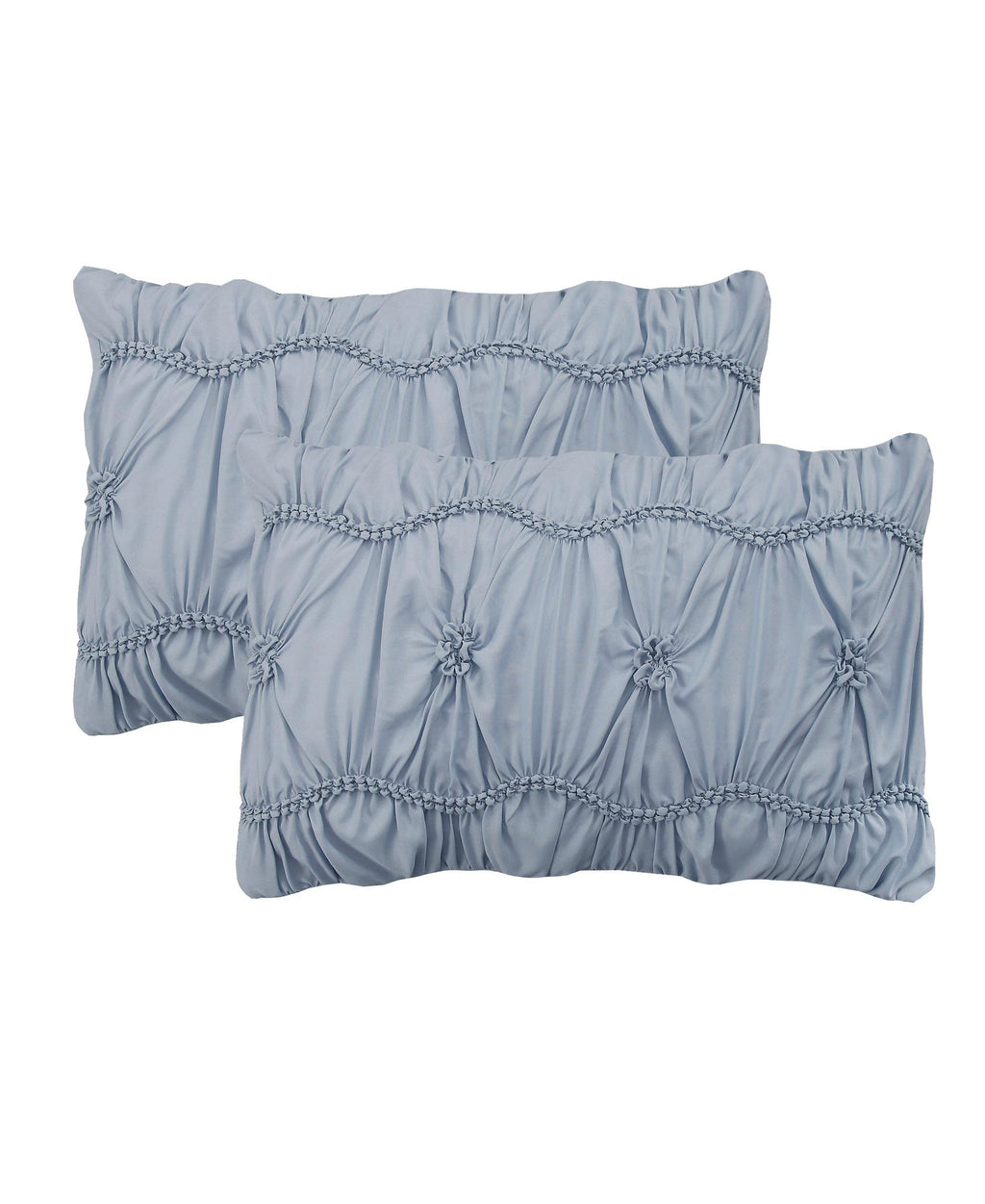 Pacific Coast Textiles Blue Embroidery Microfiber Comforters, Queen, Embroidered Textured 8 Count