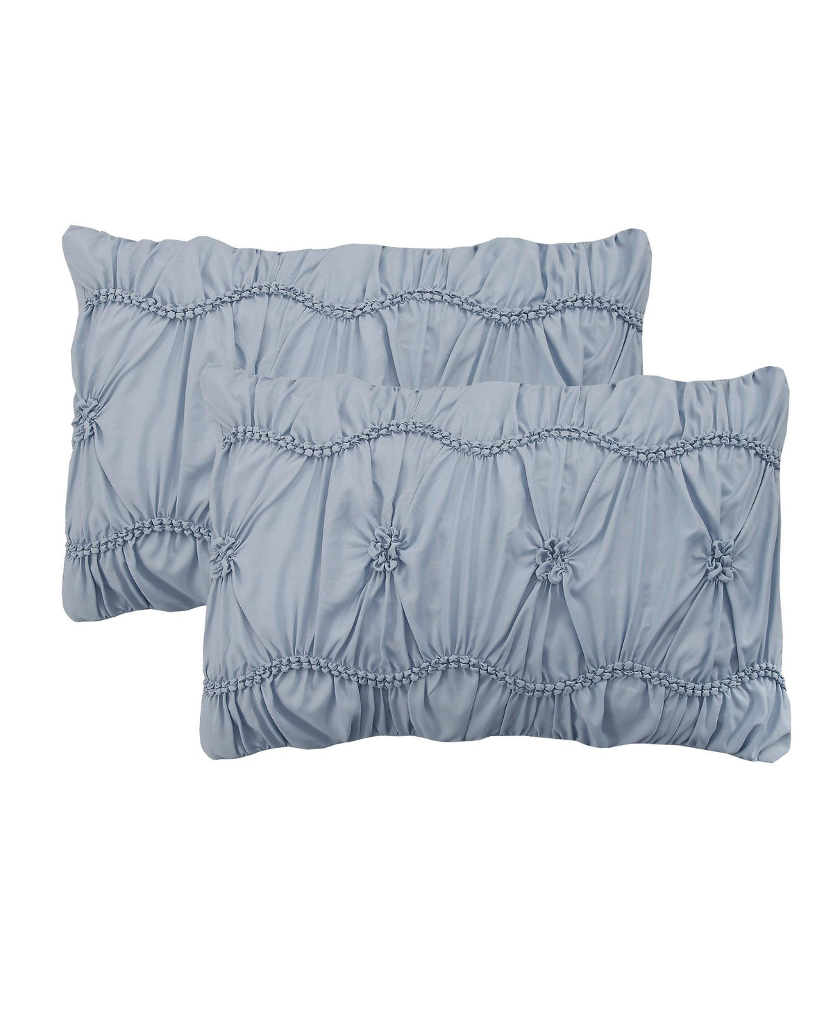 Pacific Coast Textiles Blue Embroidery Microfiber Comforters, Queen, Embroidered Textured 8 Count