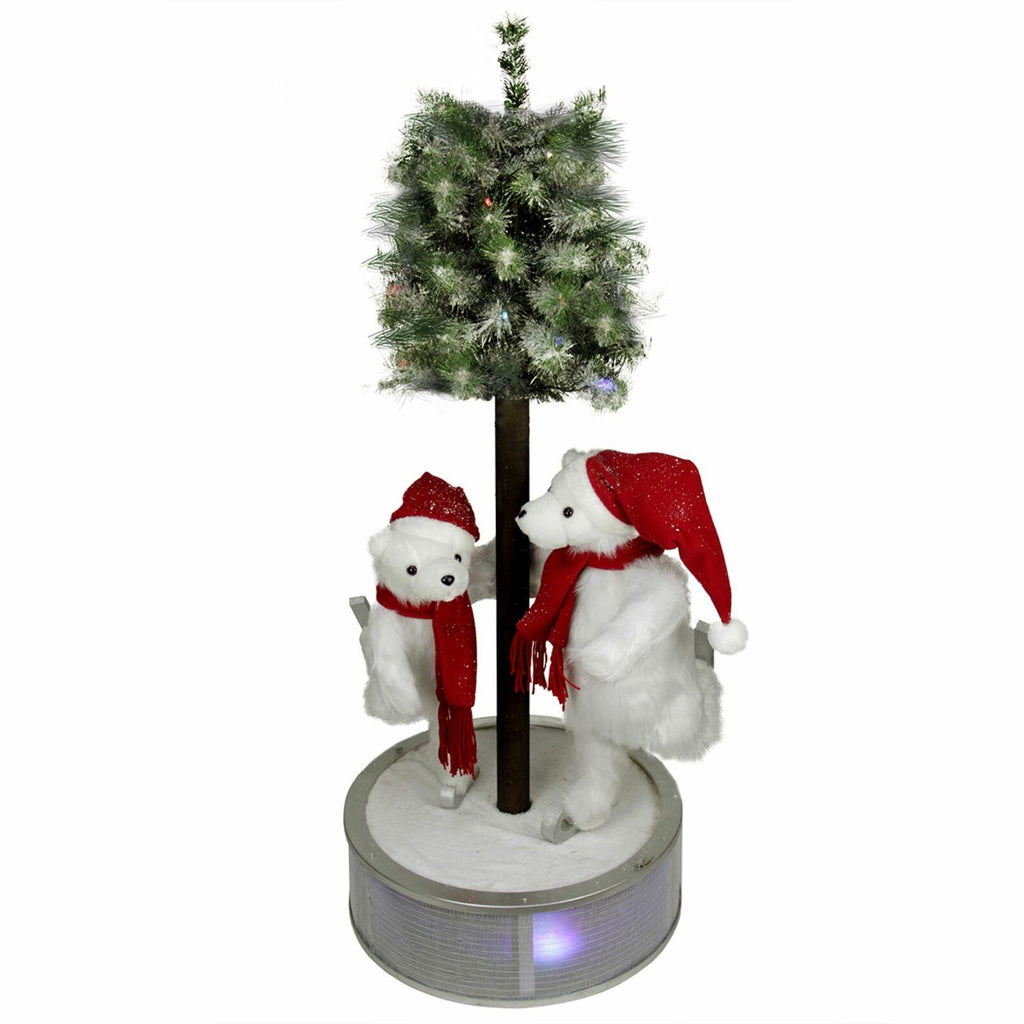 Northlight 4' Animated Musical LED Skating Polar Bears with Tree Christmas Decor