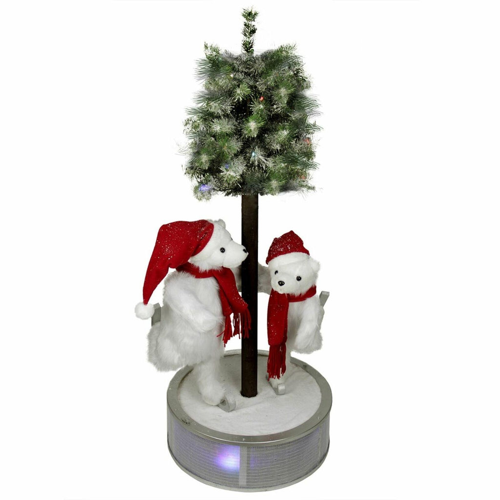 Northlight 4' Animated Musical LED Skating Polar Bears with Tree Christmas Decor
