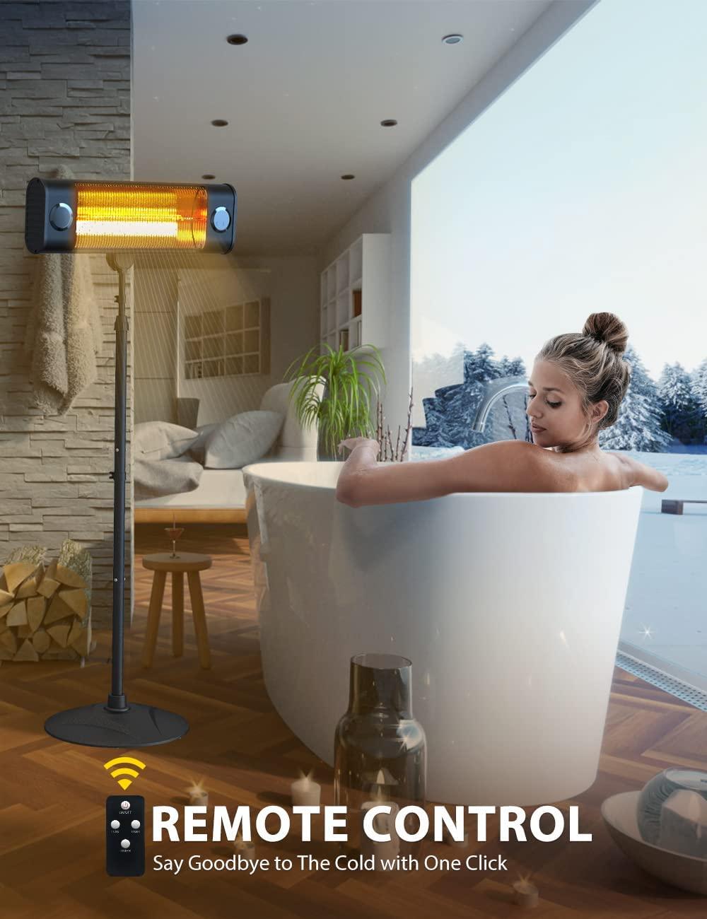 THERMATRONICS Garage Electric Patio Heater, Fast Heating Outdoor Heater for Patio, Waterproof Wall-Mounted/Freestanding Heater