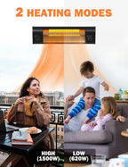 THERMATRONICS Garage Electric Patio Heater, Fast Heating Outdoor Heater for Patio, Waterproof Wall-Mounted/Freestanding Heater