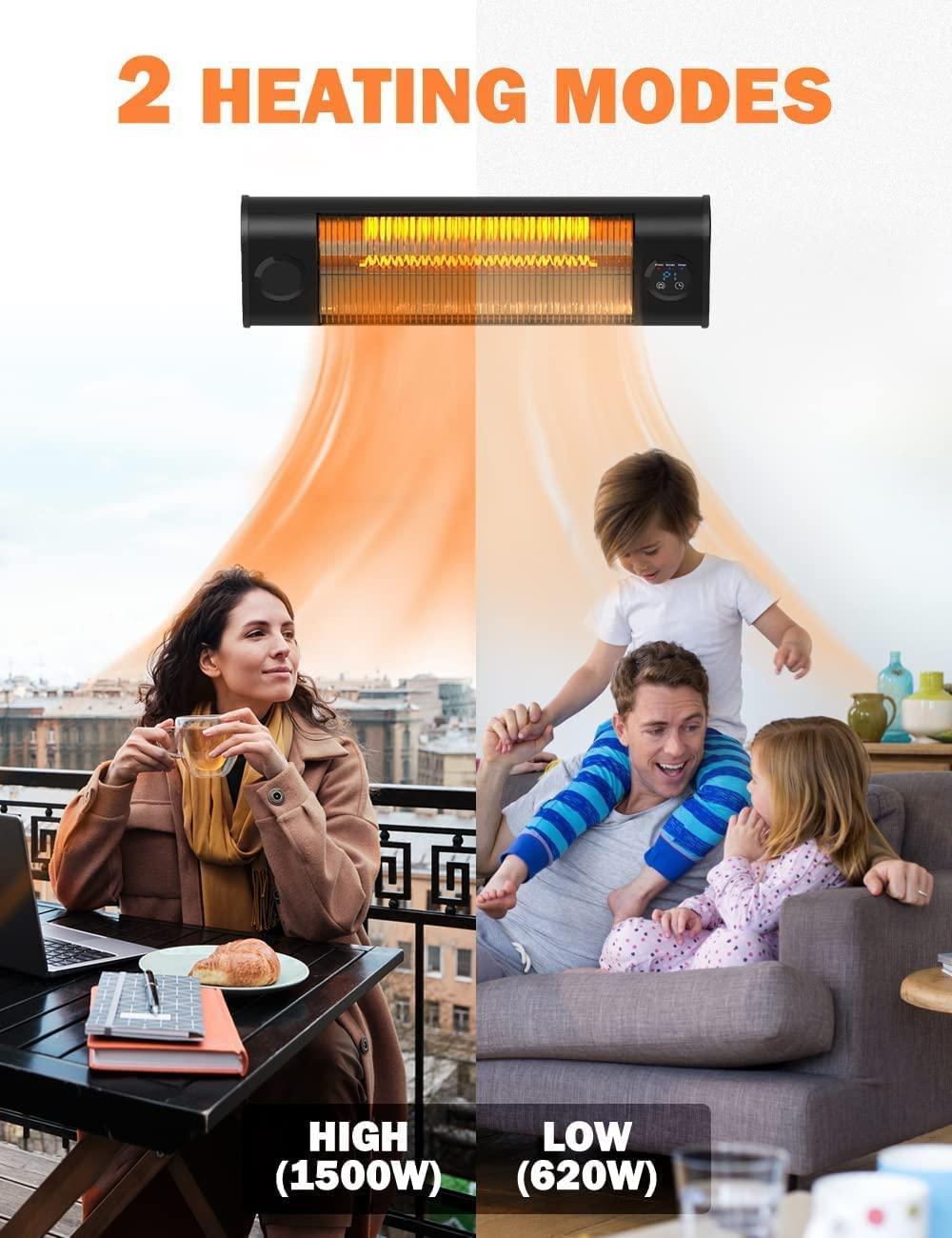 THERMATRONICS Garage Electric Patio Heater, Fast Heating Outdoor Heater for Patio, Waterproof Wall-Mounted/Freestanding Heater