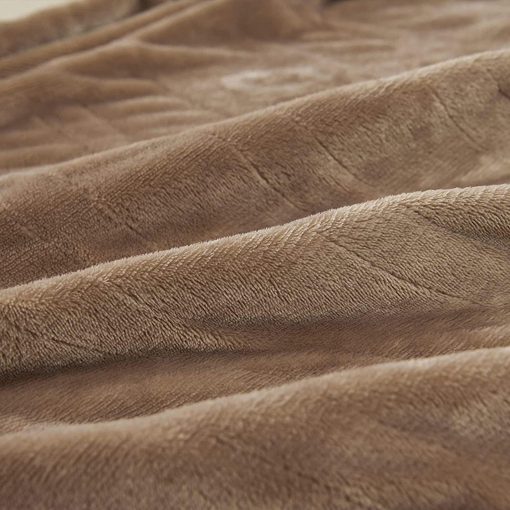Electric Heated Blanket Size 100" x 90", Fast Heating Blanket Polyester Soft Flannel, 4 Heating Levels 10 Hours Auto-Off, ETL Certified Dual Controllers, Machine Washable (Taupe)