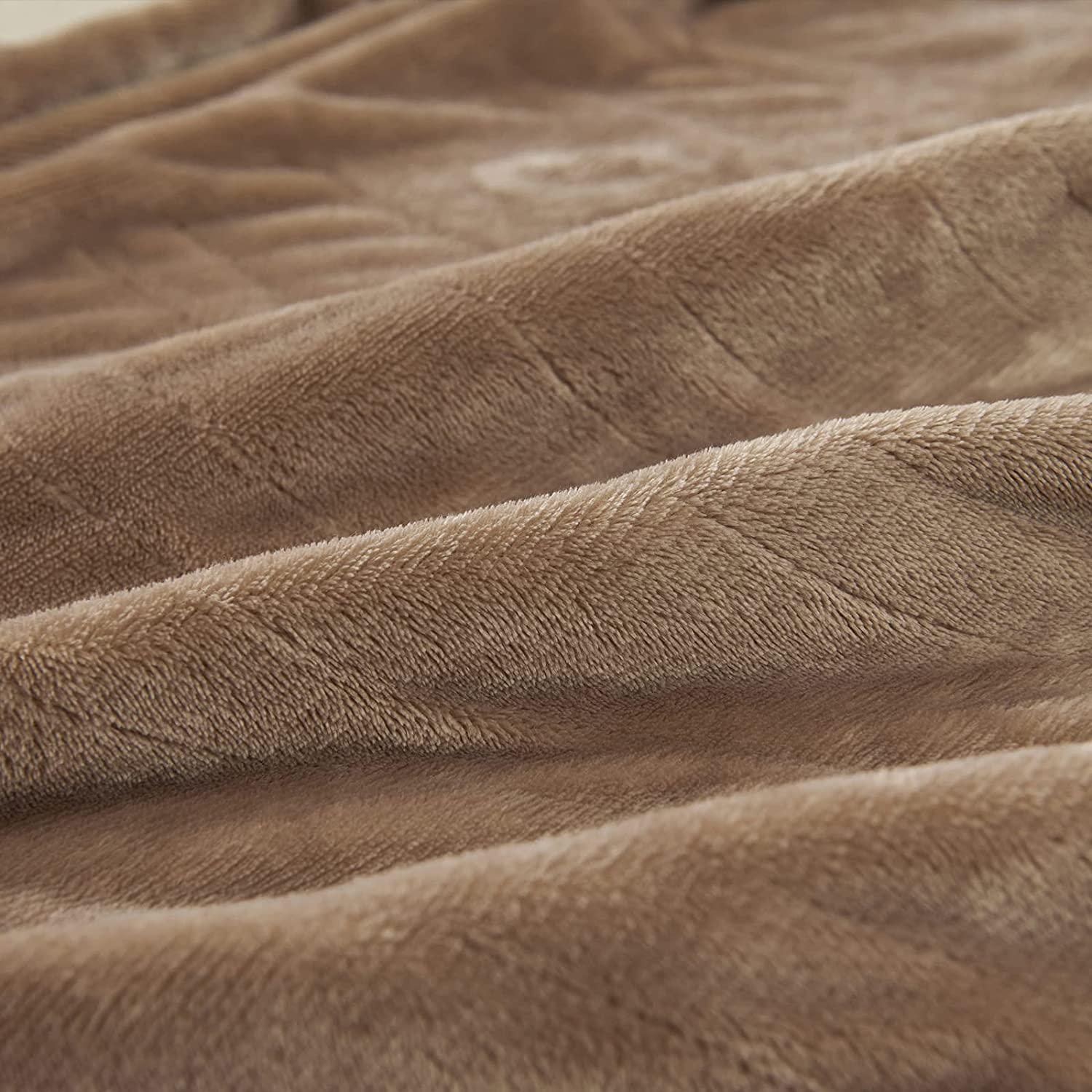 Electric Heated Blanket Size 100" x 90", Fast Heating Blanket Polyester Soft Flannel, 4 Heating Levels 10 Hours Auto-Off, ETL Certified Dual Controllers, Machine Washable (Taupe)
