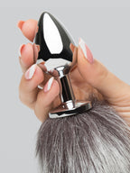 DOMINIX Deluxe Stainless Steel Medium Faux Silver Fox Tail Butt Plug, Silver