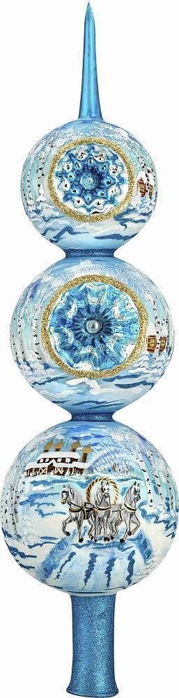 Metzler Brothers Russian Troika Winter Finial Polish Glass Christmas Tree Topper