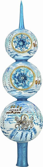 Metzler Brothers Russian Troika Winter Finial Polish Glass Christmas Tree Topper