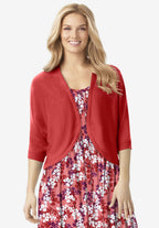 rib trim cardigan shrug