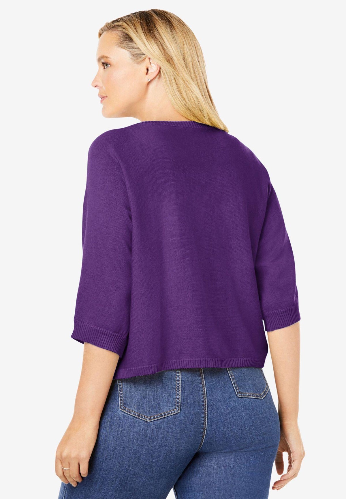rib trim cardigan shrug