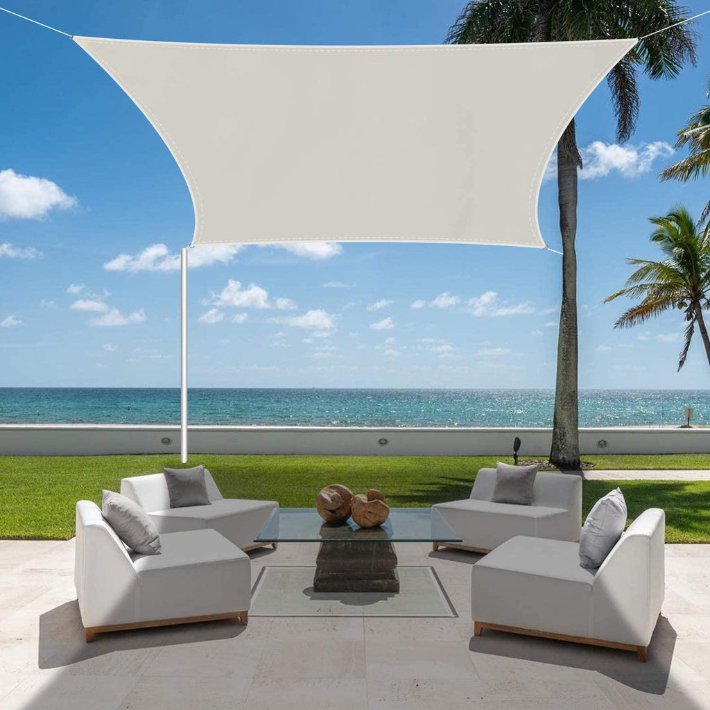 Jneaicn Shade Sail Waterproof Sun Canopy Square 20'x20' Shade Sails UV Block for Patio Backyard Lawn Yard in Color Cream