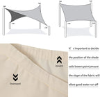 Jneaicn Shade Sail Waterproof Sun Canopy Square 20'x20' Shade Sails UV Block for Patio Backyard Lawn Yard in Color Cream