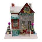 Cody Foster Merry &amp; Bright Glitter Cottage Putz House Reindeer Christmas Hou275