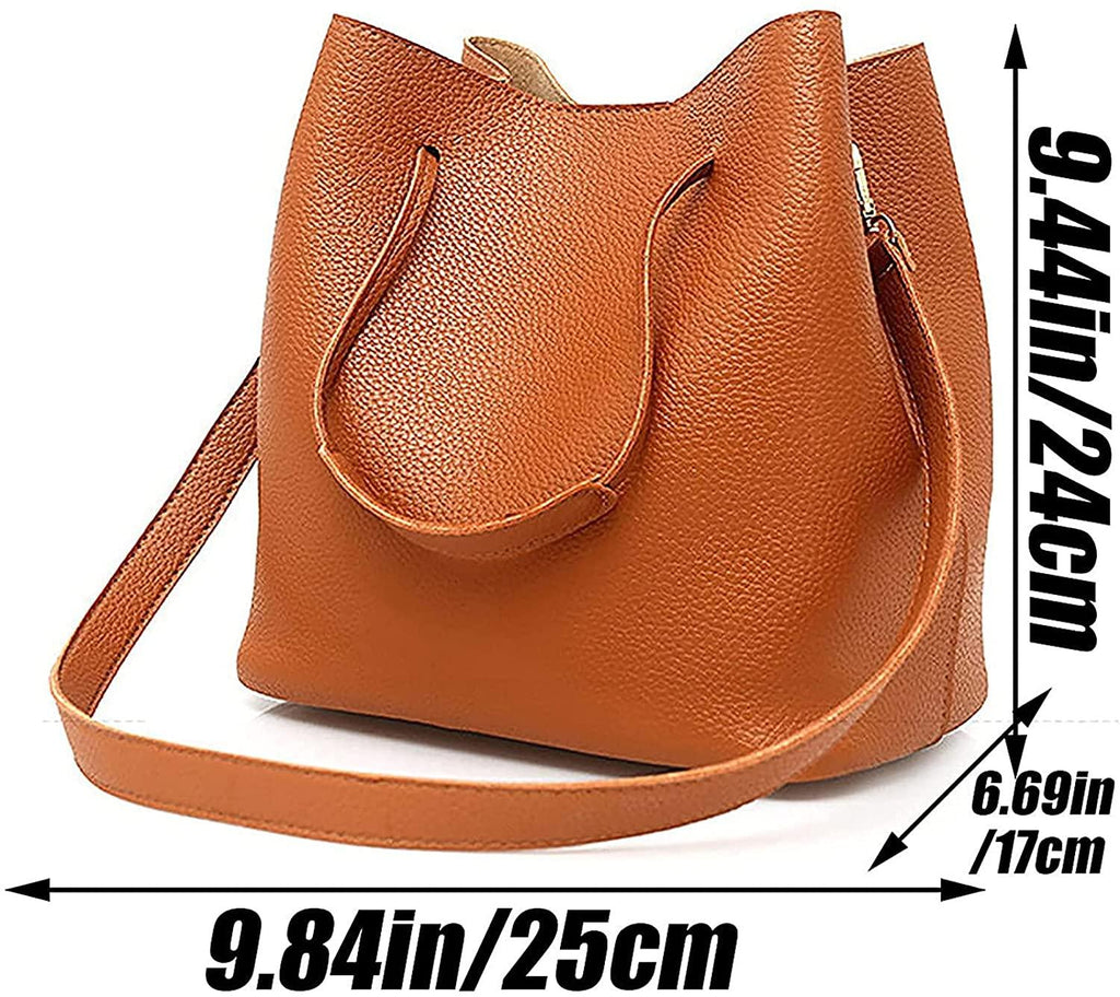 MELDVDIB 4pcs Tote Bags Satchel Purse Card PackaSet for Women - Lychee Leather Handbag Travel Set