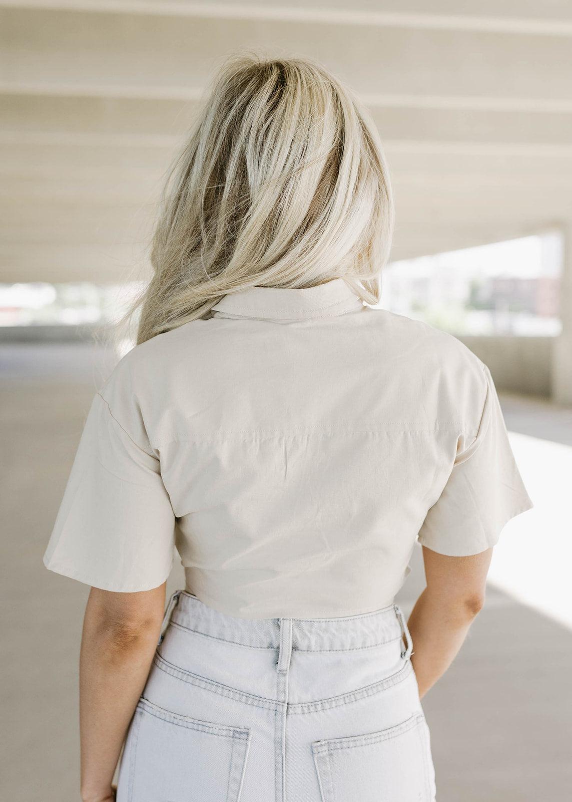 beige cropped top