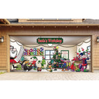 7 ft. x 16 ft. Santa's Workshop Christmas Garage Door Decor Mural for Double Car Garage
