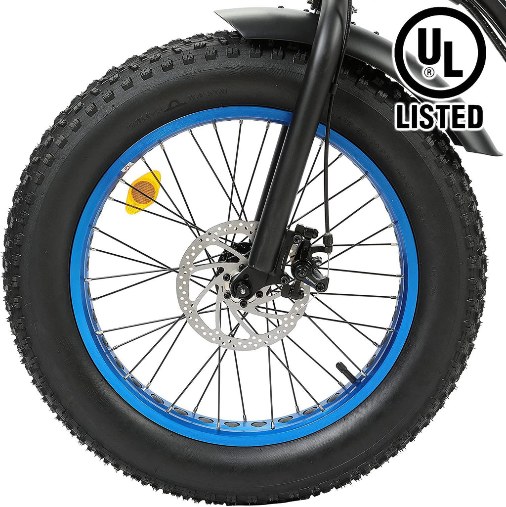 20" Powerful Fat Tire Folding Electric Bicycle Alloy Frame 500W 36V/12.5AH Lithium Battery Ebike Rear Motor LED Display (Black) - UL Certified