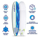 Wavestorm Classic Soft Top Foam 8ft Surfboard | Surfboard for Beginners and All Surfing Levels | Complete Board Set Including Ac