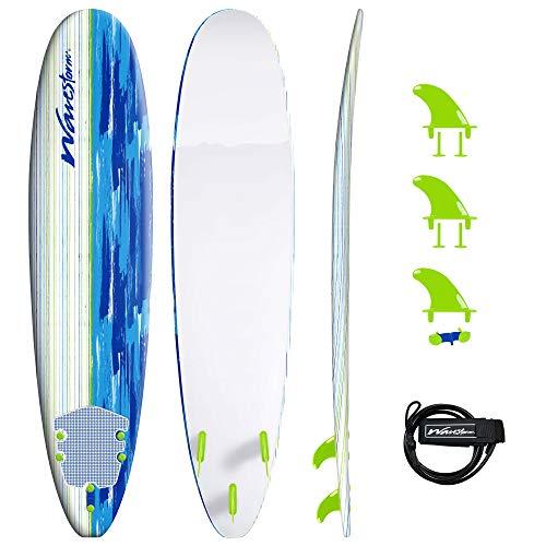 Wavestorm Classic Soft Top Foam 8ft Surfboard | Surfboard for Beginners and All Surfing Levels | Complete Board Set Including Ac