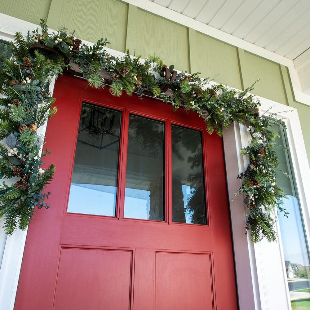 9 ft. Pre-Lit LED Rustic White Berry Garland