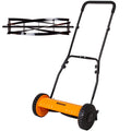 Push Reel Lawn Mower, 16-Inch 5-Blade Cordless Manual Reel Lawn Mower, Walk-Behind Steel Lawn Mower with 4-Position Cutting Height Adjustment &amp; SponGrip