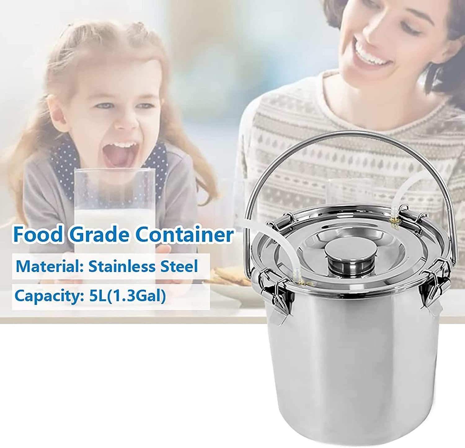 7l automatic portable livestock milking equipment, electric vacuum pulsation pump milker, portable pulsation vacuum pump goat milker livstock milking machine, goat milking machine for farm household m