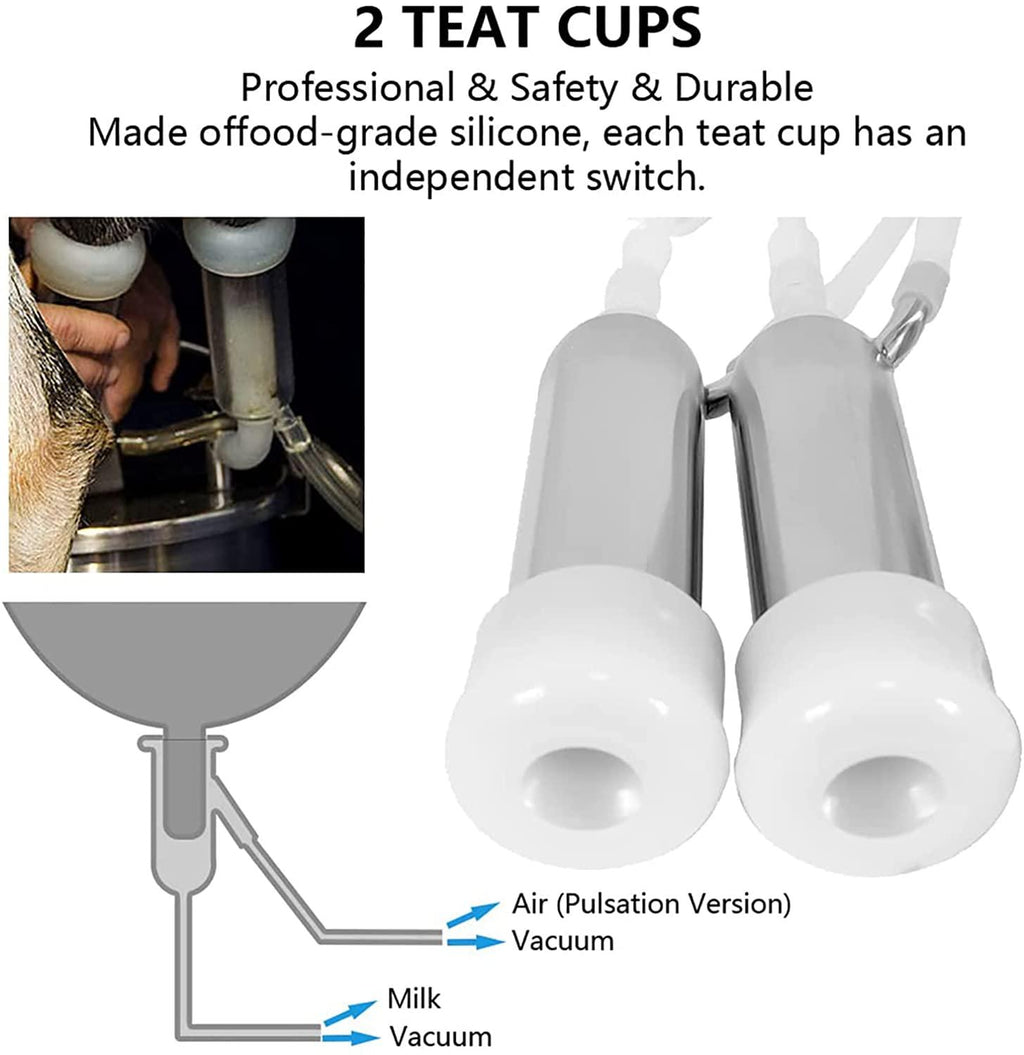 7l automatic portable livestock milking equipment, electric vacuum pulsation pump milker, portable pulsation vacuum pump goat milker livstock milking machine, goat milking machine for farm household m