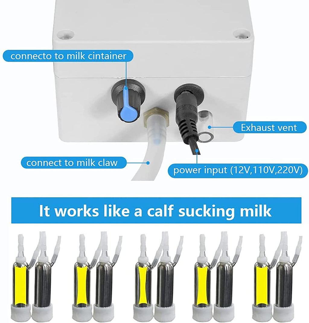 7l automatic portable livestock milking equipment, electric vacuum pulsation pump milker, portable pulsation vacuum pump goat milker livstock milking machine, goat milking machine for farm household m