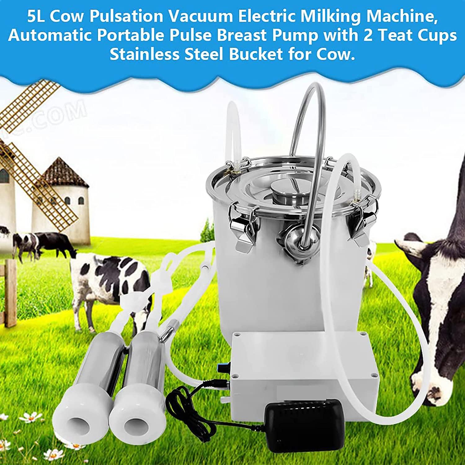 7l automatic portable livestock milking equipment, electric vacuum pulsation pump milker, portable pulsation vacuum pump goat milker livstock milking machine, goat milking machine for farm household m